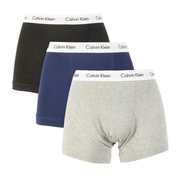 Calvin Klein Underwear 3 Pack Men's Cotton Stretch Brief Trunks Black Navy Grey